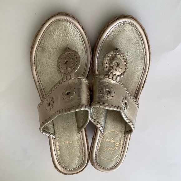Jack Rogers Platinum Mid Wedge Size 6